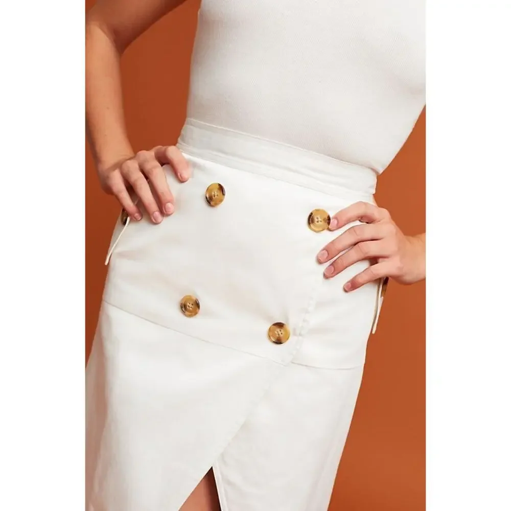 Anthropologie C/MEO Collective White Pencil Skirt with Buttons Detail Size xs - Picture 4 of 7